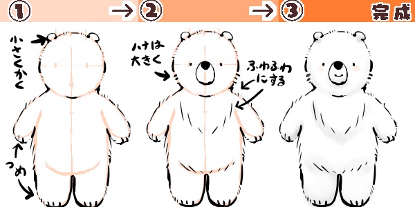 色々な可愛い動物の簡単な描き方 続き くま趣味